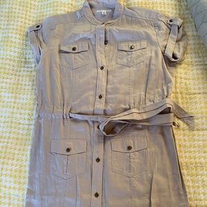 Khaki Safari Style button down dress